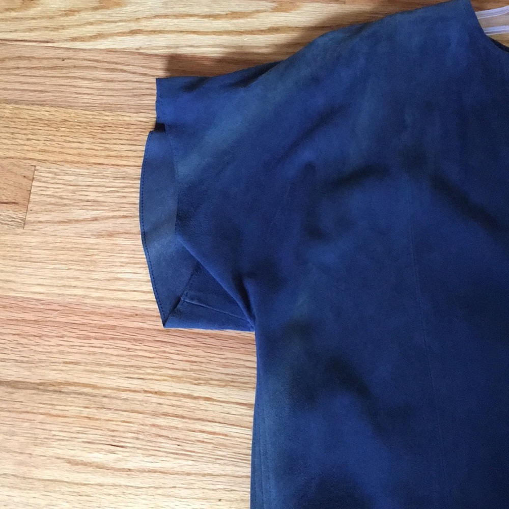 New VINCE Leather Tunic Dress in Navy - Picture 4 of 7